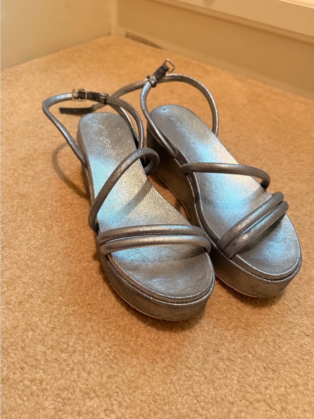 Metallic Silver Strappy Platform Sandals